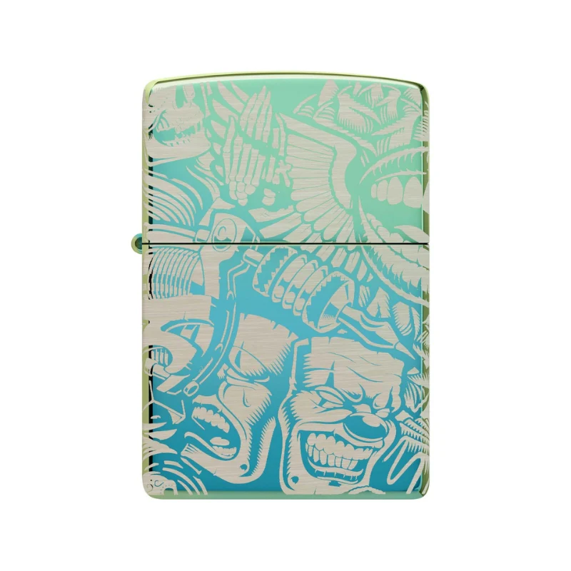 Zippo Tattoo High Polish Teal Lighter