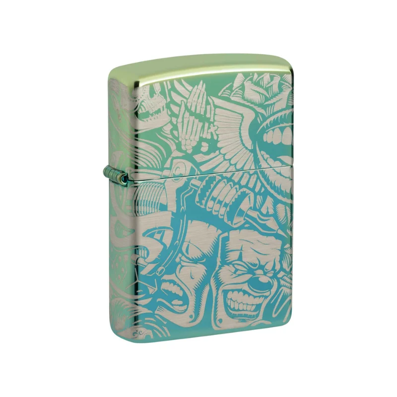Zippo Tattoo High Polish Teal Lighter - Image 3