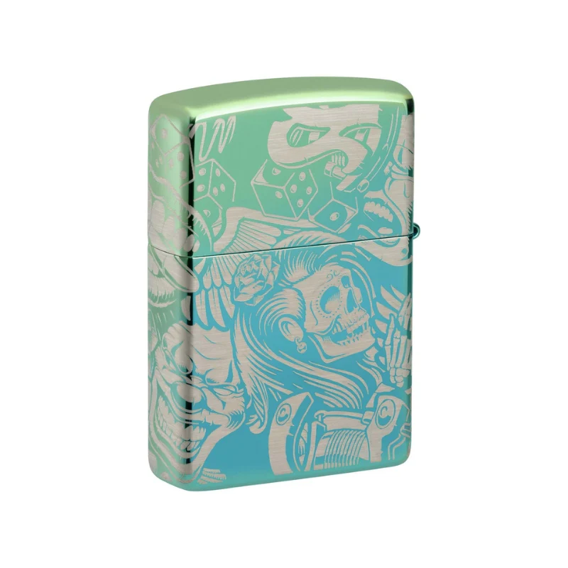 Zippo Tattoo High Polish Teal Lighter - Image 4