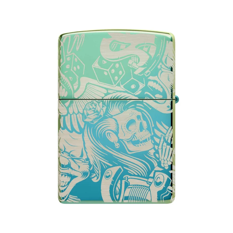 Zippo Tattoo High Polish Teal Lighter - Image 5
