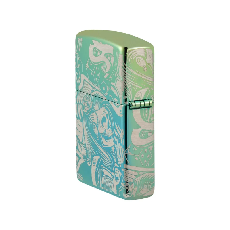 Zippo Tattoo High Polish Teal Lighter - Image 6